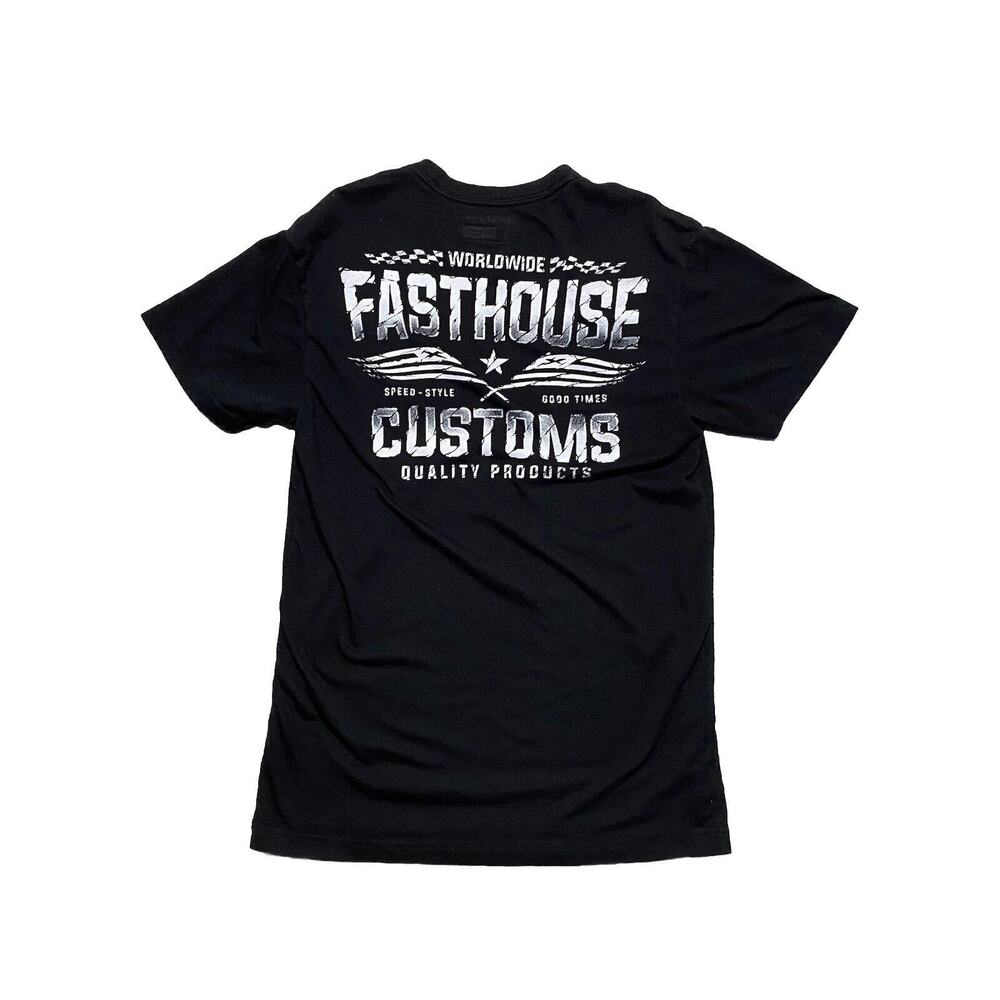 Fast House Customs T-Shirt Men’s Small Black Graphic Print